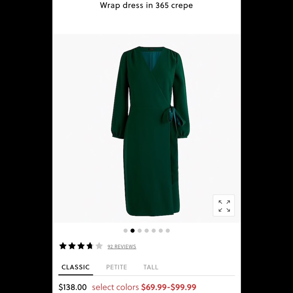 J. Crew wrap dress in Deep Alpine 365 crepe